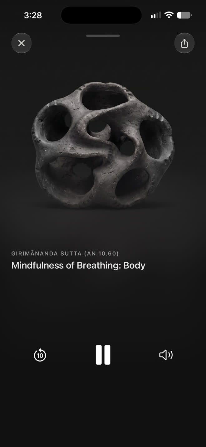 The current Sacred Act playback screen for Mindfulness of Breathing: Body